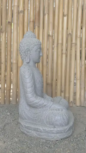 Product image 3 of the product “Seated Buddha made of Riverstone in Bhumisparsha - gesture of touching the earth. 61 cm height. ”